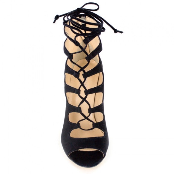 NIB Black Suede Italian Gladiator Leather Heels - Picture 4 of 4